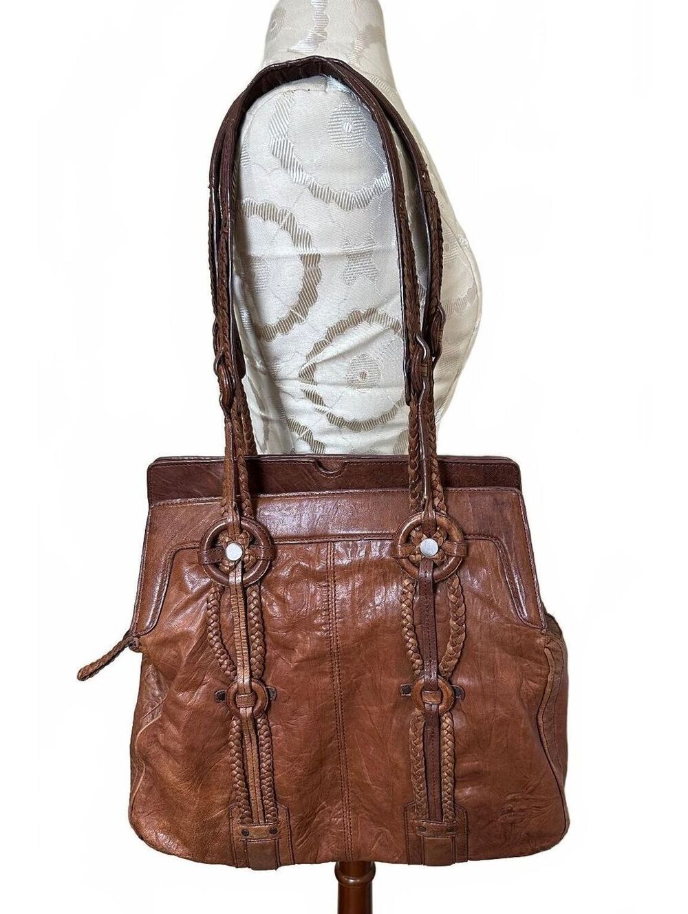 Junior Drake Shoulder Bag Brown Braided Leather